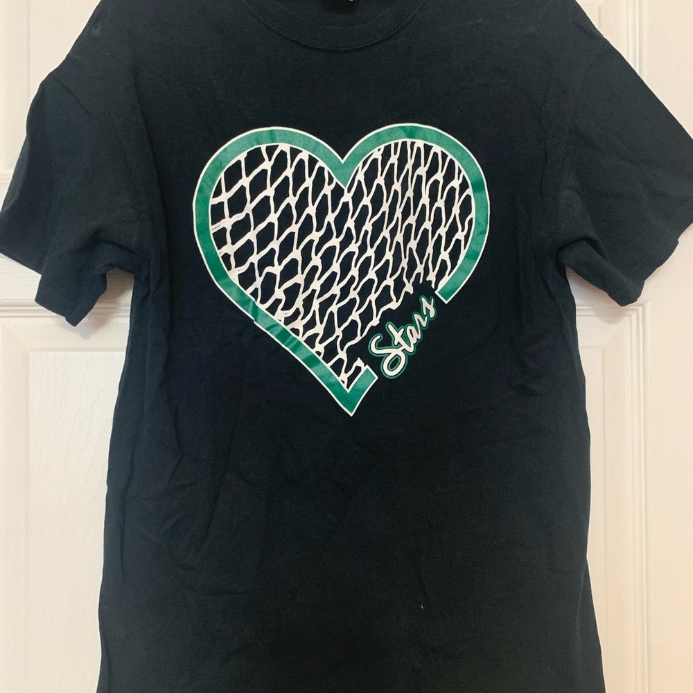 Dallas Stars Black Tee with Green Heart Design